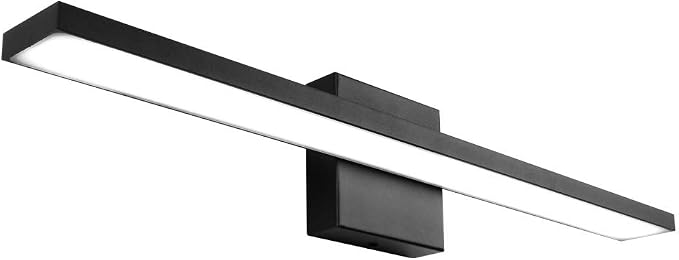 Ralbay 24inch Modern LED Black Vanity Light Frosted Aluminum for Bathroom Vanity Lighting Fixtures Cool White 6000K