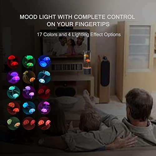 FBSPORT Jellyfish Lamp, Jellyfish Night Aquarium Tank Night Light 17 Color Changing with Remote Control for Kids Adults Home Office Decor Table Lamp Gifts for Christmas(Black, 8.6 inch)