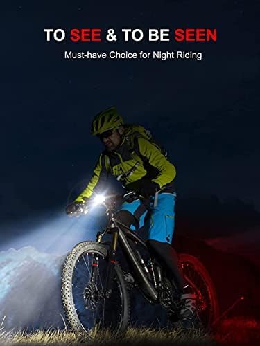 Bike Lights Super Bright, Rechargeable Bicycle Lights Set Multiple Modes, Waterproof Bike Lights for Night Riding/Cycling Safety, Front and Back Bike Reflectors Light, Long Battery Life