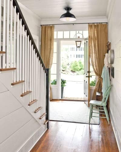 HMVPL Semi Flush Mount Ceiling Light Fixture, Farmhouse Light Fixtures, Black Outdoor Close to Ceiling Light for Porch, Entryway, Hallway, Foyer, and Gazebo