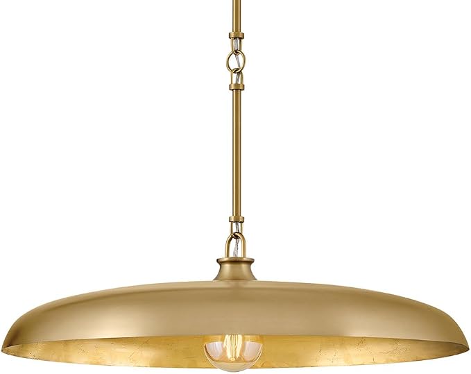 Hinkley Sadie 24" Large Dome Chandelier, Lacquered Brass Finish | Saucer Pendant, Includes (5) 7" Chain Linked Stems, Needs a Med. LED Bulb, Adjustable Height, Dining Room, Kitchen