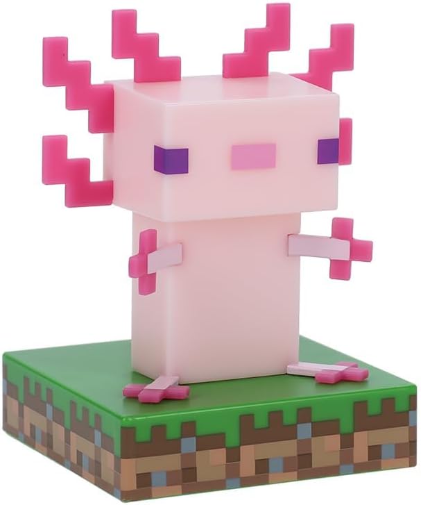 Minecraft Axolotl Icon Light - Officially Licensed Minecraft Product | 11cm Minecraft Axolotl Character Design • Soft Ambient Glow • Portable Battery Powered Light