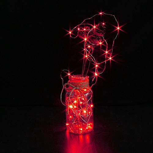 YKB 6 Pack Fairy Lights Battery Operated with 20 Mini LEDs on 6.6FT Copper Wire, Starry String Lights Powered by 2xCR2032(Incl) Batteries, for Wedding Holiday Halloween Christmas Decor Red