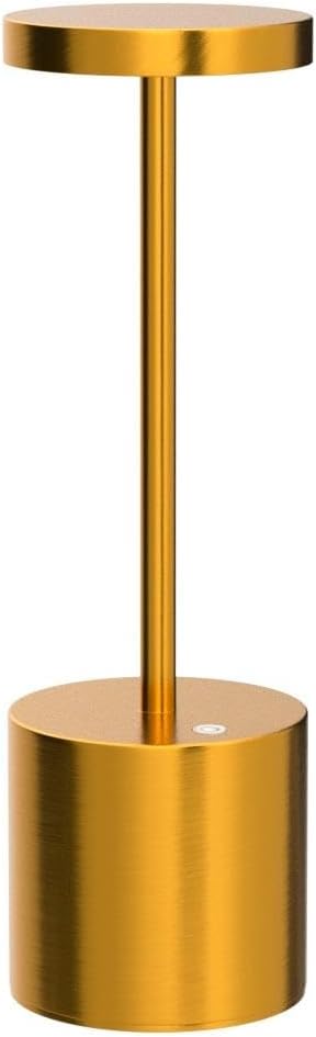 SAKRINGT Cordless Table Lamp Rechargeable, 5000mAh Battery Operated Portable Table Light,Dimming LED Table Lamp for Restaurant/Patio/Outdoor(Gold) | SAKRINGT 3 Color Stepless Dimming,72Hrs Long Lasting Battery Operated,Portable Waterproof Touch for Pat...