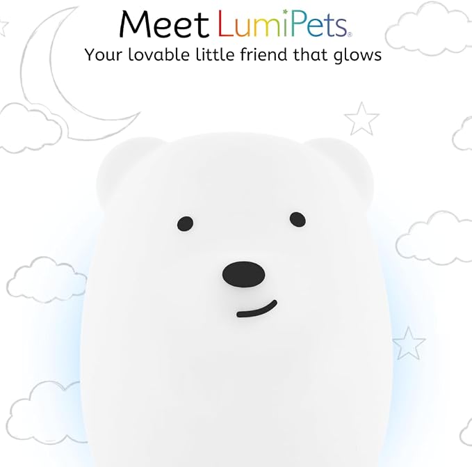 Bear Squishy Night Light for Kids, Silicone Lamp with Remote | Tap Control | Rechargeable 9-Color Changing | Nursery Nightlight for Boys & Girls | Portable Animal Lamp | USB Cord Included