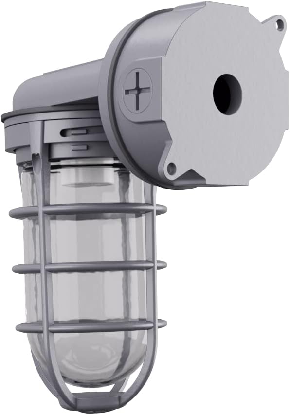 Lithonia Lighting Incandescent Vapor Tight Jelly Jar Light 150W 120V Grey | Utility Wall Lamp, Industrial Style Wall Light for Indoor and Outdoor Use, Includes Junction Box (VW150I M12)
