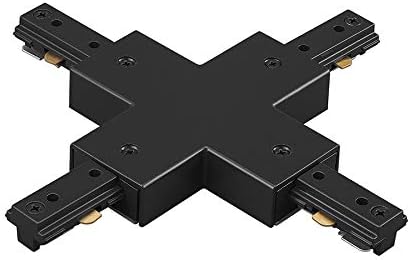 WAC Lighting L Track 120V X-Connector to Connect Four Tracks into 90 Degree Angles for L Style 2-Wire Track Systems in Black
