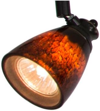 4 Lights Fixed Track Lighting Kit - Dark Bronze Finish - Brown Glass Shade - Wave Bar - D268-44C-DB-BRNS