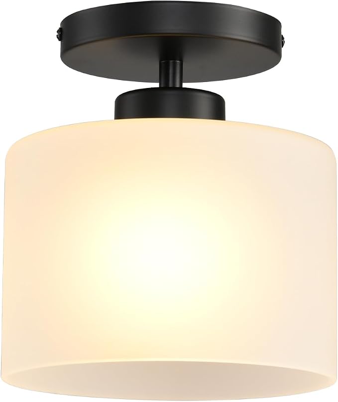Semi Flush Mount Ceiling Light, Modern Kitchen Lighting Fixtures Ceiling, Rustic Ceiling Light Fixtures, Ceiling Lights with Glass Shade for Hallway Foyer Entryway Bedroom