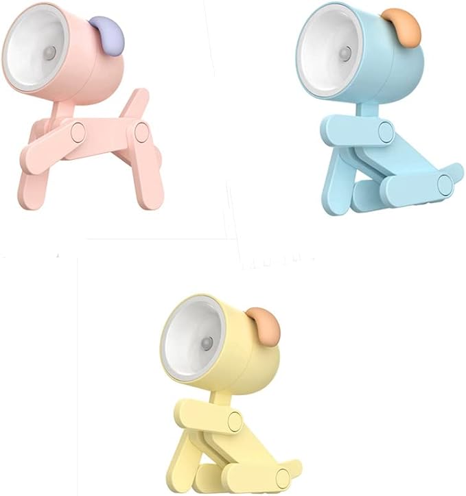 Cute Night Light for Kids, Adorable Mini Led Table Desk Lamp, Decorative Lamp Nightstand, Animal Pet Nightlights, Christmas Decorate Birthday Gifts for Children, Students (Dog 3 Colors-A)
