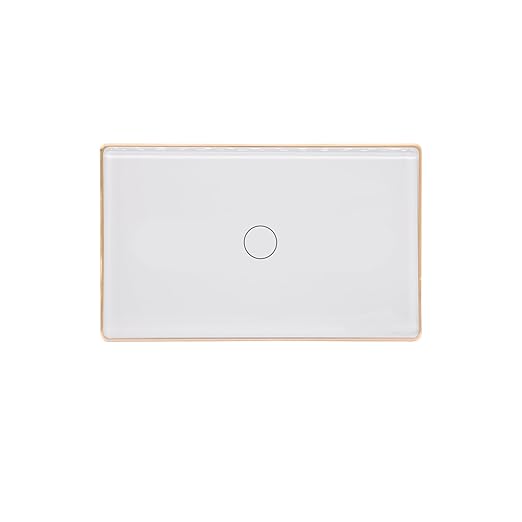 WiFi Energy Monitoring Smart Light Switch,Single Pole 1-Button,Neutral Wire Required,2.4GHz,Compatible with Alexa,Tuya/Smart Life App,Single-Gang,Aluminum Frame 2.5D Glass Panel,White