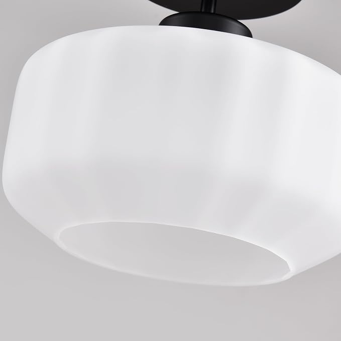 Industrial Black Matte Light Fixtures Ceiling Mount, with Frosted Glass Shades Semi Flush Mount Ceiling Light, for Hallway Fixtures Kitchen, Foyer