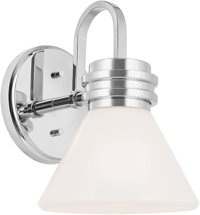 Kichler Farum 7.25" 1-Light Wall Sconce with Opal Glass in Chrome, for Fireplace, Kitchen, Bedroom, Hallway, or Vanity, (7.25" W x 9.5" H) 55153CH