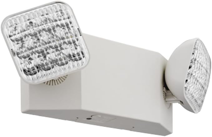 Lithonia Lighting Basics LED Emergency Light, Emergency Lighting with Dual Adjustable LED Lamp Heads, Wall Mount, Damp Location Rated, 90-Minute Backup, 120/277V, White (EU2C M6), Pack of 6
