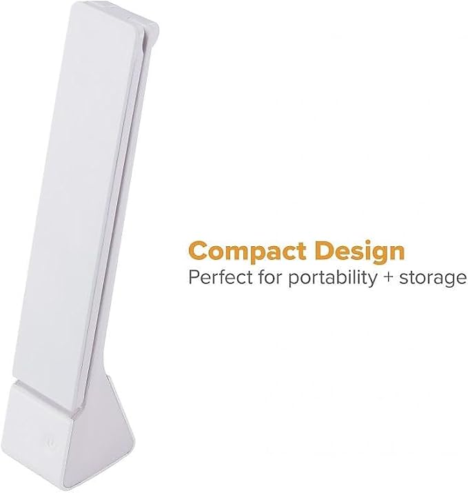 Bostitch Office KT-VLED1810-WHITE Powered Rechargeable Battery LED Desk Lamp, 3 Color Temperatures, Flip Open, White