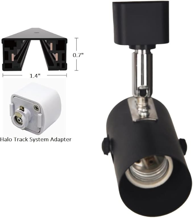H Type Black Universal line Voltage Track Lighting Heads E26(no Bulb),ETL Listed,4Pack