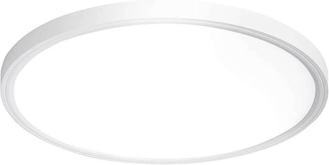 DLLT Flush Mount Ceiling Light: 12 Inch Kitchen Lighting Fixtures Ceiling - 24W Surface LED Light Fixtures for Bedroom Hallway Garage - White Round 5 Color Temperatures (2700K-6000K) Ceiling Light