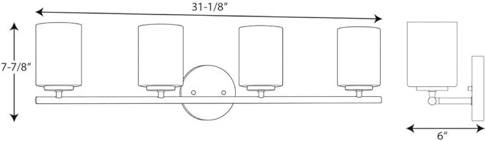 Progress Lighting 4-Light Etched White Glass Modern Bath Vanity Light, Replay Collection, Brushed Nickel (P2160-09)