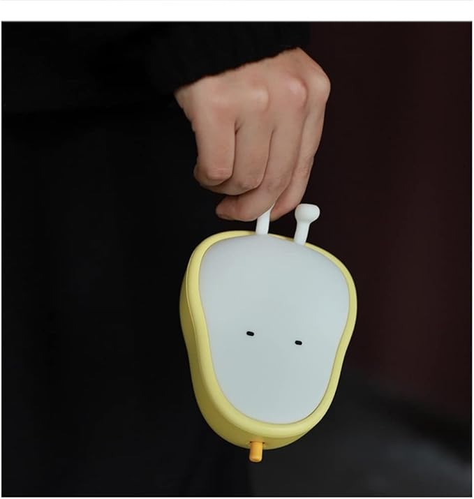 Night Lights for Kids USB Rechargeable Lamps, BPA-Free ABS+Silicone Bedside Lamp for Breastfeeding,Color Changing, Yellow Pear