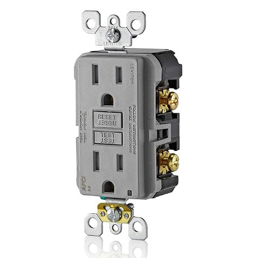 Leviton AFCI Outlet, 15 Amp, Self Test, Tamper-Resistant with LED Indicator Light, Protection from Electrical Fires, AFTR1-GY, Gray