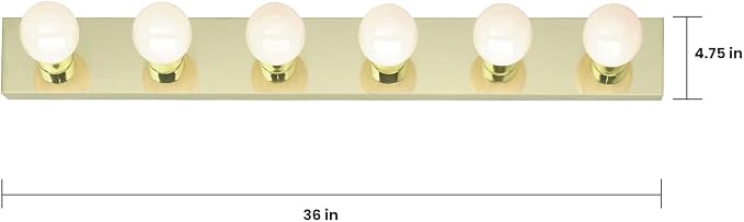 Nuvo SF77/190 36-Inch Six Light Vanity Strip, Polished Brass, 36" 6 light