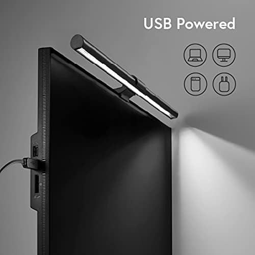 BenQ Screenbar E-Reading LED Computer Monitor Light Lamp with Auto-Dimming and Hue Adjustment Features, Matte Black USB Powered Office Lamp (ScreenBar_Black) Complements with Backlight/RGB setups