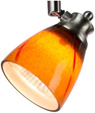 4 Light Adjustable Track Light, Brushed Steel Finish, Amber Glass Shade, Ready to Install, Bulb Included, D268-44C-BS-AMS