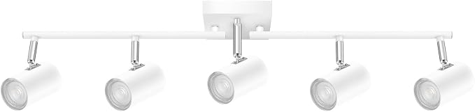 AUQUEE 5 Light Track Lighting Fixtures Ceiling, Matte White Kichen Track Lighting, Rotatable Light Heads, Adjustable Modern LED Track Lights for Kitchen/Living Room/Hallway/Bar,GU10 Bulb Not Included