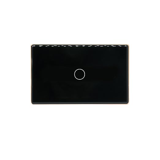WiFi Energy Monitoring Smart Light Switch,Single Pole 1-Button,Neutral Wire Required,2.4GHz,Compatible with Alexa,Tuya/Smart Life App,Single-Gang,Aluminum Frame 2.5D Glass Panel,Black