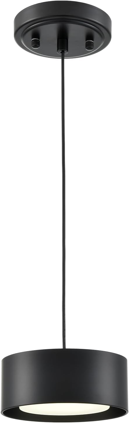 LED Black Mini Pendant Light Adjustable for Kitchen Island | Industrial Black Mini Pendant Light with Built-in LED, Adjustable Cord 78.74" for Kitchen Island Dining Room Bedroom Bathroom