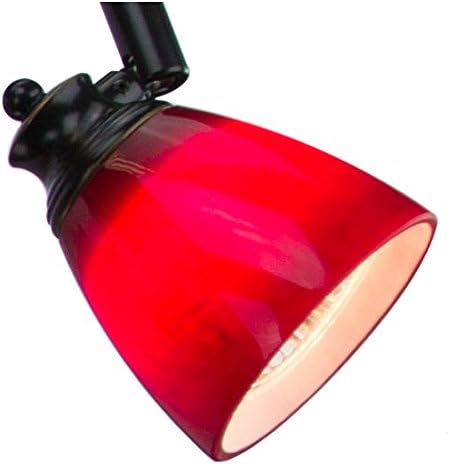 4 Lights Fixed Track Lighting Kit - Dark Bronze Finish - Red Glass Shade - Wave Bar - D268-44C-DB-BRED