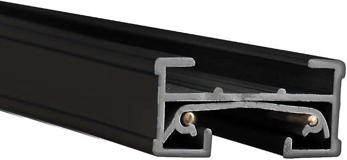 WAC Lighting J Track 6FT Single Circuit Field Cuttable 120V Track for J Style 2-Wire Track Fixtures with 2 Endcaps in Black