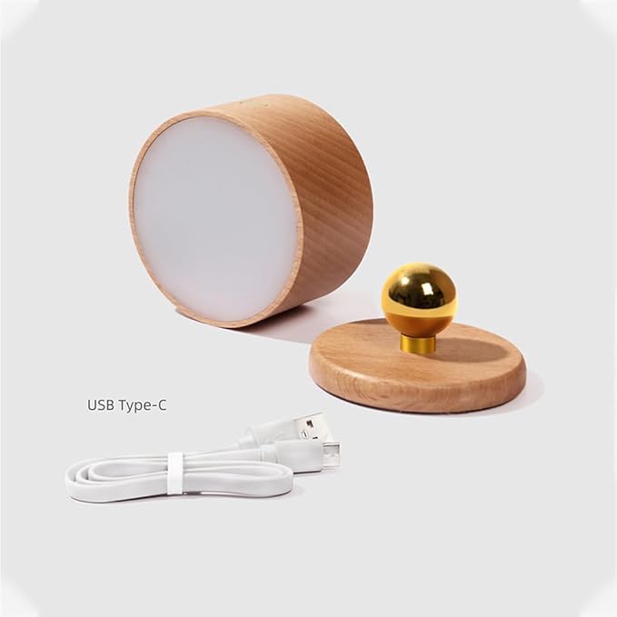 LANDGOO Battery Operated Wall Sconce Bedside Lamp, Wooden Magnetic Wall Light Dimmable, 360° Adjustable Angle, Rechargeable Cordless Lamp for Picture, Bedroom, Hallway (Beech Wood 2PCS)