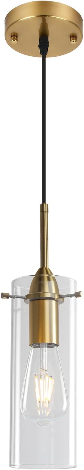 Blown Glass Pendant Light, Gold Pendant Light Kitchen Island 1 Pack, Glass Kitchen Pendant Lights, Island Pendant Lights for Kitchen, Living Room, Dining Room, Bar