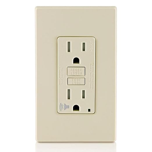 Leviton Outlet with Audible Alarm, 15 Amp, Self Test, Tamper-Resistant with LED Indicator Light, Great for Refrigerators in Garages, GFTA1-T, GFCI, Light Almond