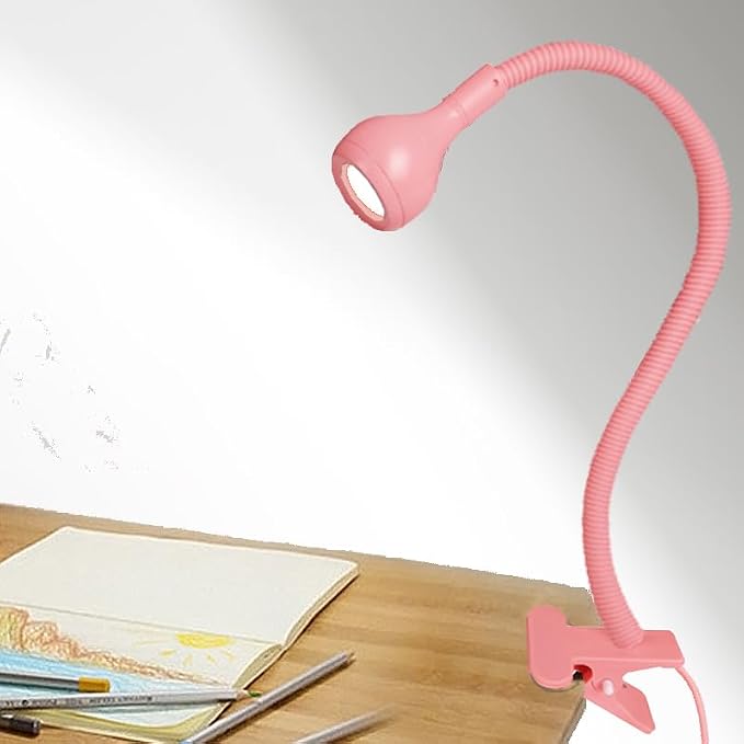 LED Desk Lamp,360°Flexible Gooseneck and Clamp Reading Light | Portable USB Powered Task Light with Clamp ,Night Lamp Clip on for Desk, Bed Headboard and Computers Pink