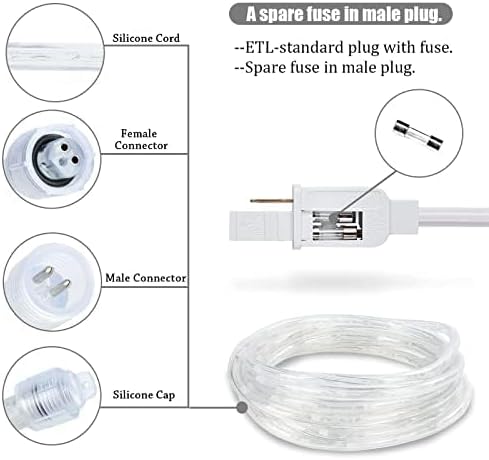 Vigdur LED Rope Lights Outdoor, 18FT 216 LEDs Warm White Rope Lights | Connectable And Flexible Clear Tube, IP65 Waterproof, Christmas Rope Lights for Patios Gardens Parties And Christmas Décor
