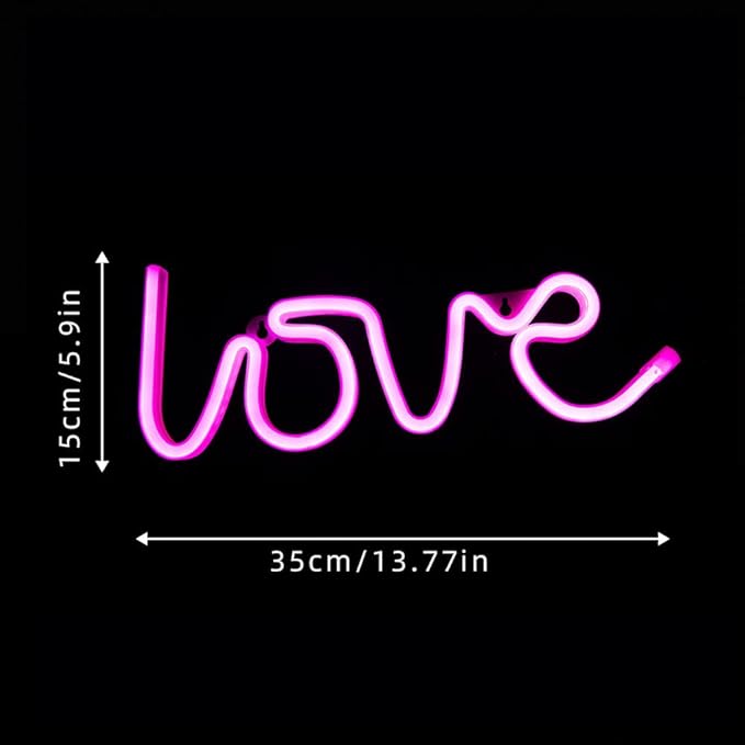 Neon Love Signs Light LED Love Art Dorm Decor Sign-Wall Decor-Table Decor for Valentine's Gift Girls Room Kids Room Living Room House Bar Pub Hotel Beach Recreational Battery or USB Powered Light