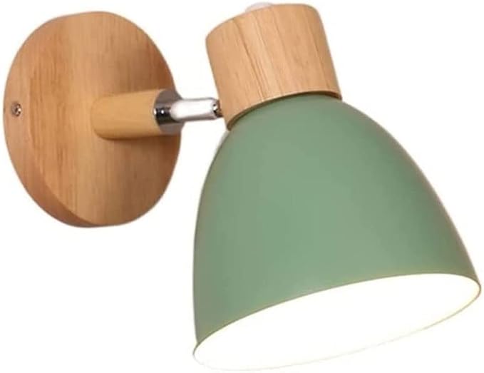 LED Indoor Wall Light, Wall Sconce Indoor Bedside Lamp Wall Wash Light Fixtures Wall Sconce Lamps E27 Wood Lamp Holder for Living Room Aisle Corridor Bedside Reading (Color : Green)
