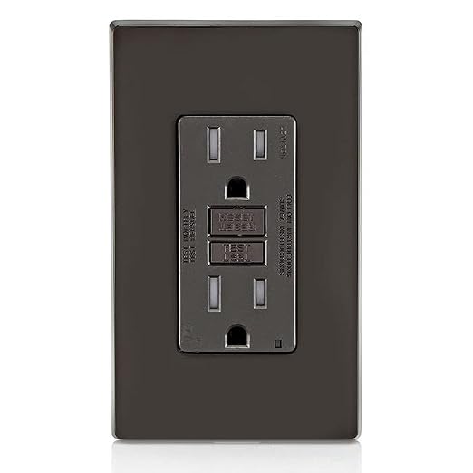 Leviton Outlet, 15 Amp, Self Test, Tamper-Resistant with LED Indicator Light, Protection from Electrical Fires, AFTR1, AFCI, Brown