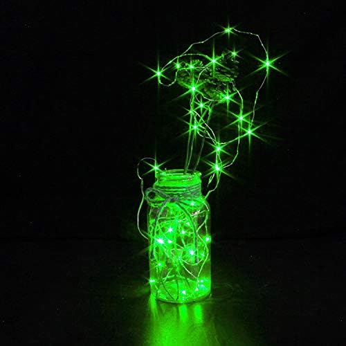 YKB 6 Pack Fairy Lights Battery Operated Starry String Lights with 20 Mini LEDs on 6.6FT Copper Wire, Micro Lights Powered by 2xCR2032(Incl) Batteries, for Halloween Holiday Christmas Decor Green