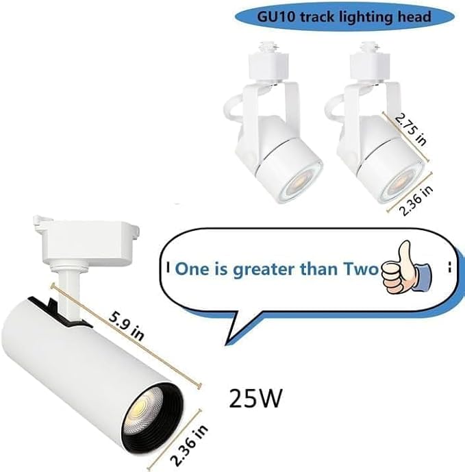Super Brightness 6000K Cool Light Dimmable Brightness 25W 2000lm H Type LED Track Lighting Kit System with 26 FT Track Rails, Ceiling Spotlight Fixture with Installation Package