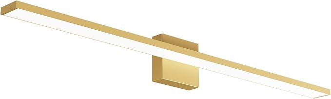 Ralbay Modern LED Gold Vanity Light for Bathroom 40inch Frosted Aluminum Gold Bathroom Wall Lighting Fixtures Over Mirror White Light 6000K