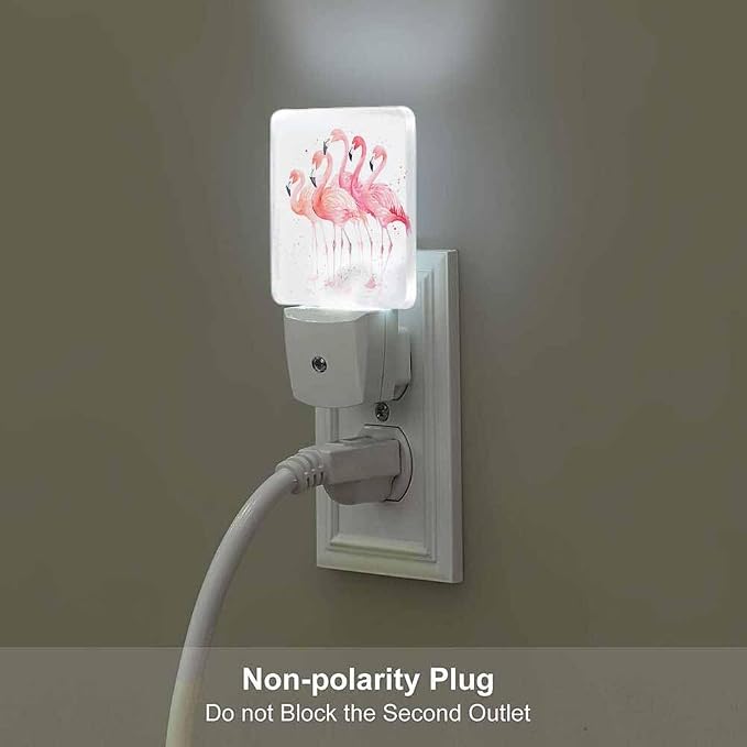 Flamingos Night Light Plug-into Wall Pink Animals Nightlight Lamp with Dusk to Dawn Sensor, Led Lamp 0.5W Energy Efficient for Home Decor