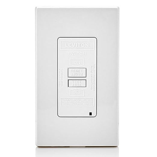 Leviton Blank Face GFCI, 20 Amp, Self Test, LED Indicator Light, Provides GFCI Protection Where an Outlet is not Needed, GFRBF-W, White