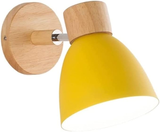 LED Indoor Wall Light, Wall Sconce Indoor Bedside Lamp Wall Wash Light Fixtures Wall Sconce Lamps E27 Wood Lamp Holder for Living Room Aisle Corridor Bedside Reading (Color : Yellow)
