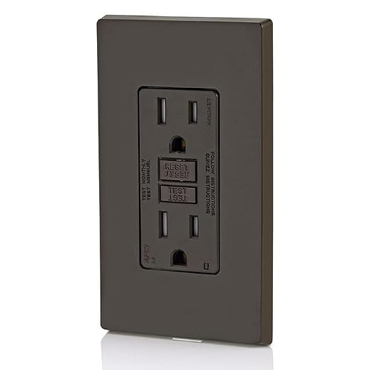 Leviton Outlet, 15 Amp, Self Test, Tamper-Resistant with LED Indicator Light, Protection from Electrical Fires, AFTR1, AFCI, Brown