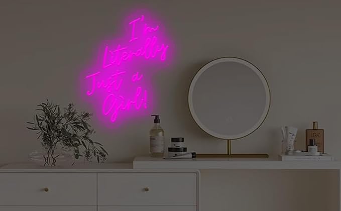 I Am Literally Just A Girl Neon Sign, Pink Neon Sign Girl Room Sign Dorm Wall Decor with Acrylic Backing, USB Powered Neon Light for Bedroom, Living Room, Office, Bar Decor Holiday Birthday Gift