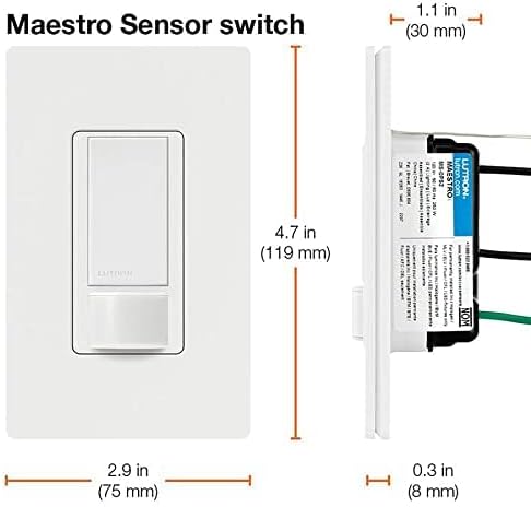 Lutron Maestro Motion Sensor Switch | 5 Amp, Single-Pole/Multi-Location | MS-OPS5M-SW | Snow