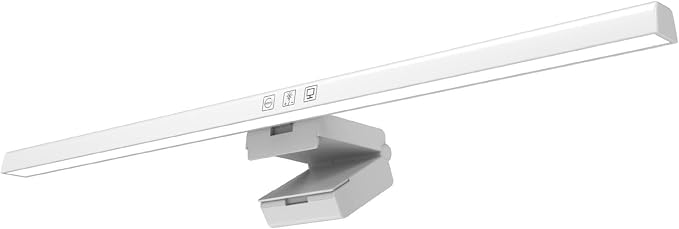 GLOGLOW Monitor Light Bar, ABS Touch Control LED Screen Lamp (White) | Asymmetrical Non-Glare Eye Protection Lighting, 60 Minute Auto Shutoff Timer Desktop Workstation for Student Dorm Study Space